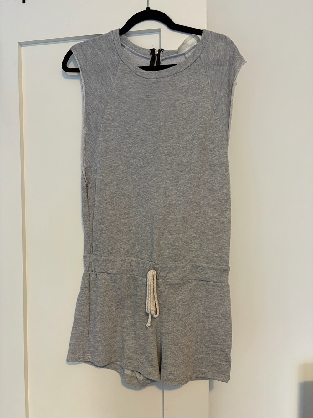 Vintage Havana Light Grey Sleeveless Romper with Drawstring